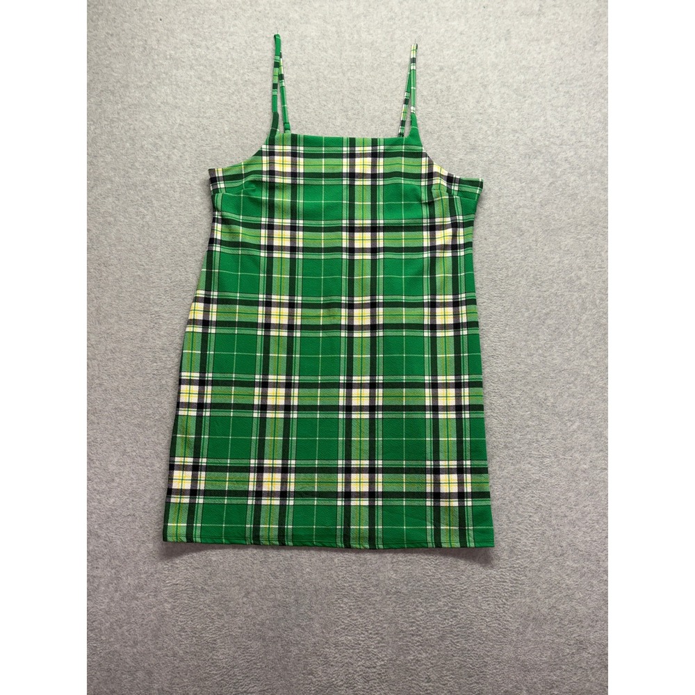 Jolie & Joy Green Plaid Mini Dress Sleeveless Spaghetti Strap Size 3X
